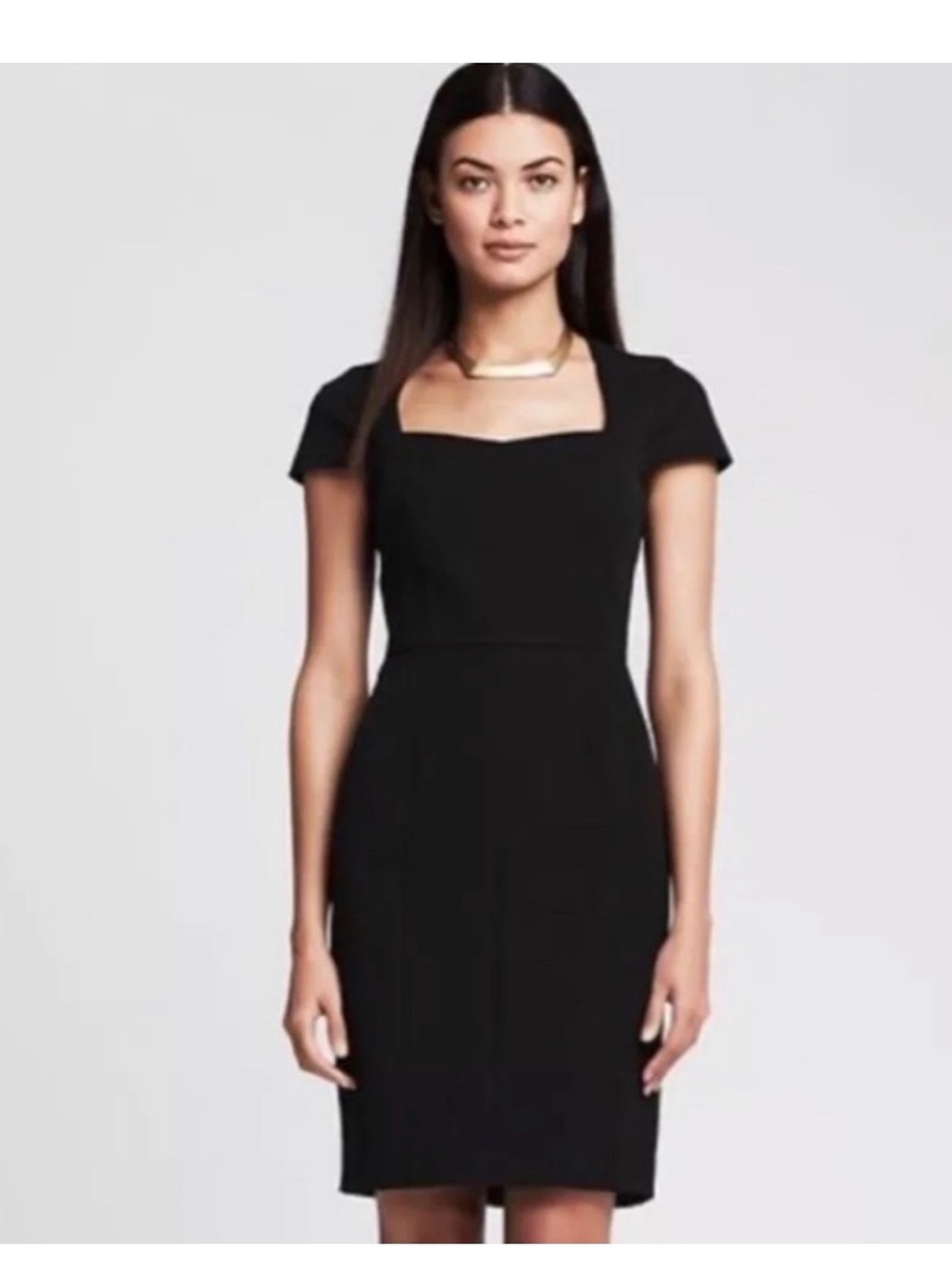 Banana Republic Black Square-Neck Sheath Mini Dress